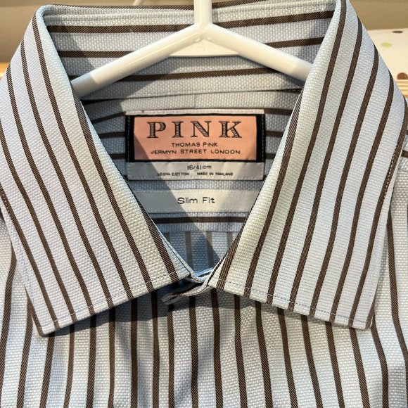 (16) THOMAS PINK Slim Fit Classic Cuff Size 16 Neck 100% Cotton - Picture 8 of 12